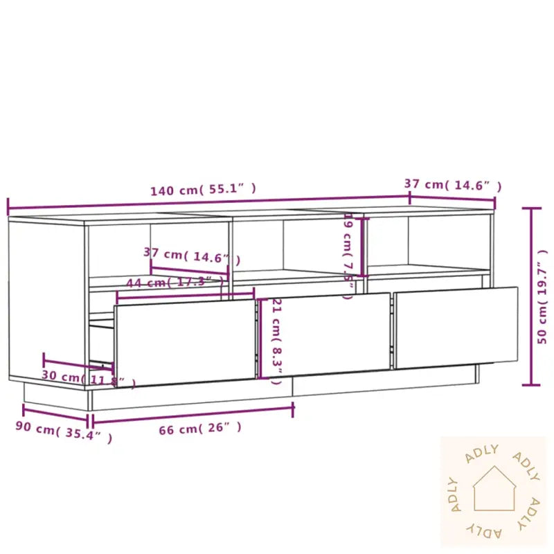 Tv-Benk Hvit 140X37X50 Cm Heltre Furu