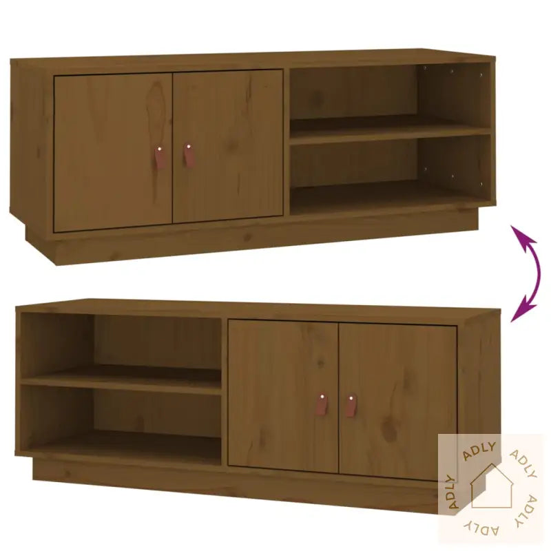 Tv-Benk Honningbrun 105X34X40 Cm Heltre Furu