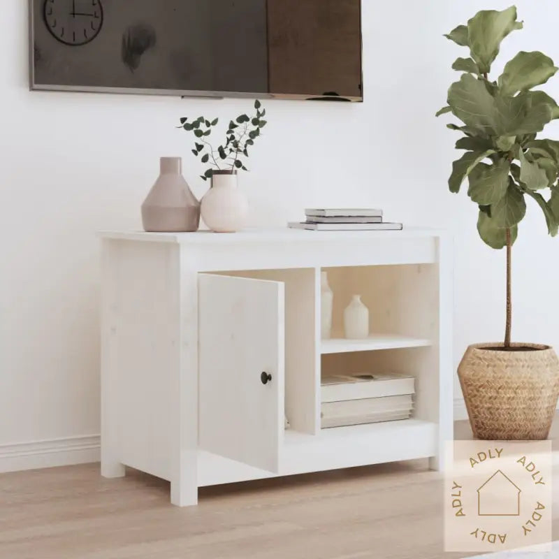 Tv-Benk Hvit 70X36,5X52 Cm Heltre Furu