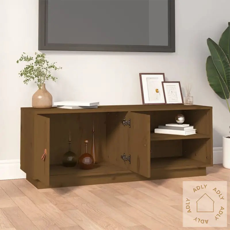 Tv-Benk Honningbrun 105X34X40 Cm Heltre Furu