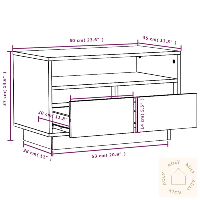 Tv-Benk 60X35X37 Cm Heltre Furu