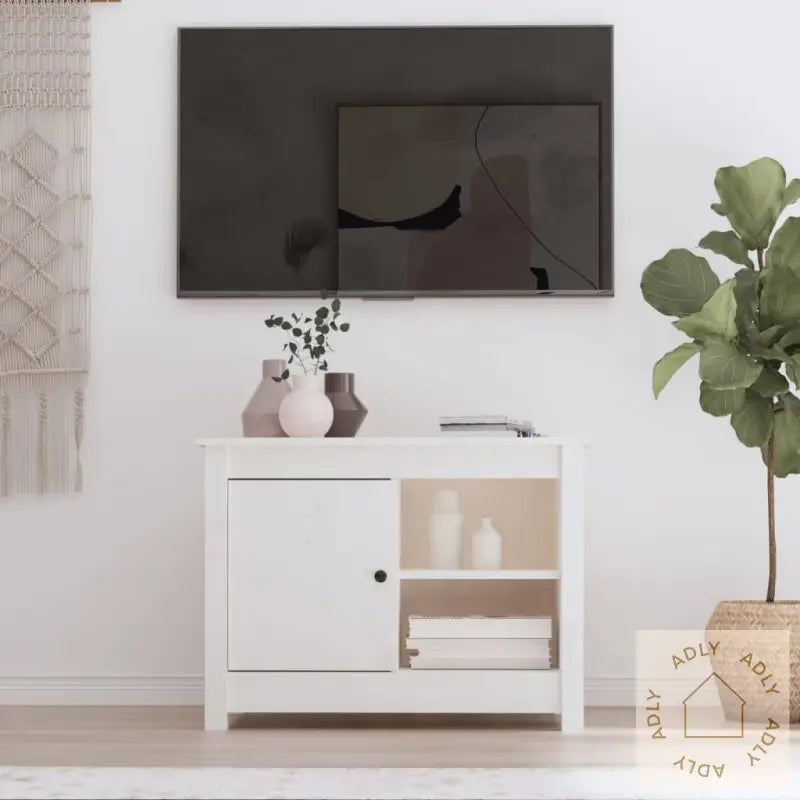 Tv-Benk Hvit 70X36,5X52 Cm Heltre Furu