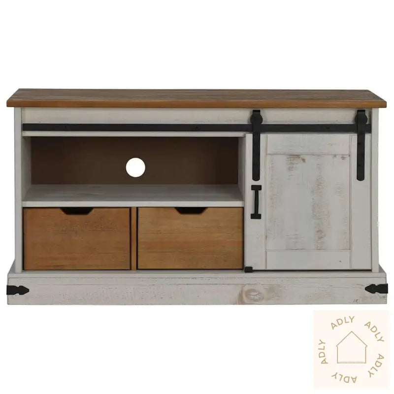 Tv-Skap Halden Med Skyvedør Hvit 110X40X60 Cm Heltre