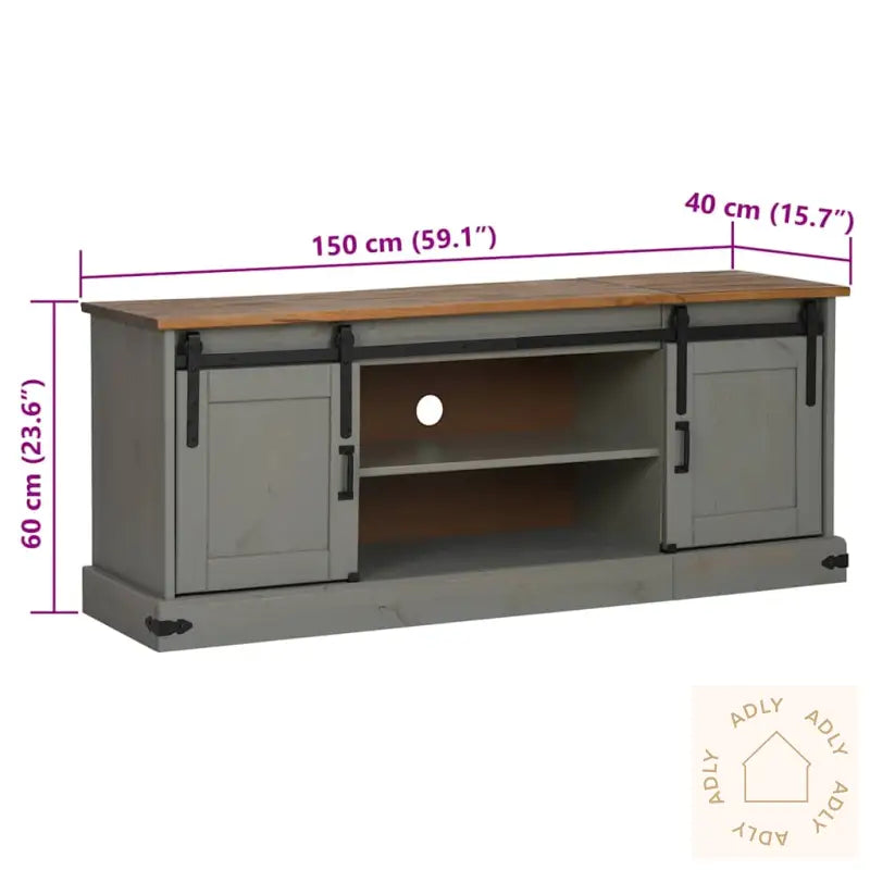 Tv-Skap Halden Med 2 Skyvedører Grå 150X40X60 Cm Heltre