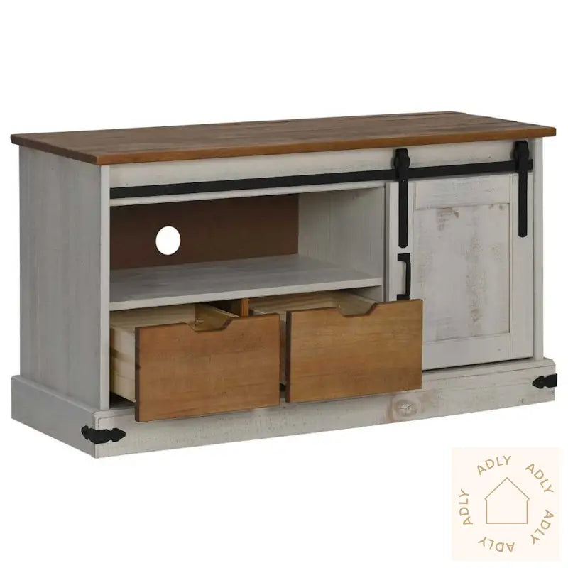 Tv-Skap Halden Med Skyvedør Hvit 110X40X60 Cm Heltre