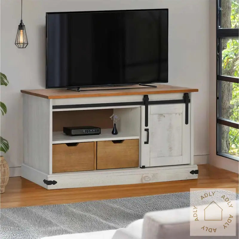 Tv-Skap Halden Med Skyvedør Hvit 110X40X60 Cm Heltre