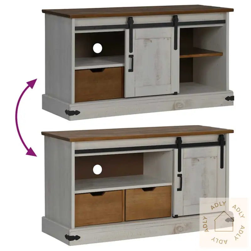 Tv-Skap Halden Med Skyvedør Hvit 110X40X60 Cm Heltre