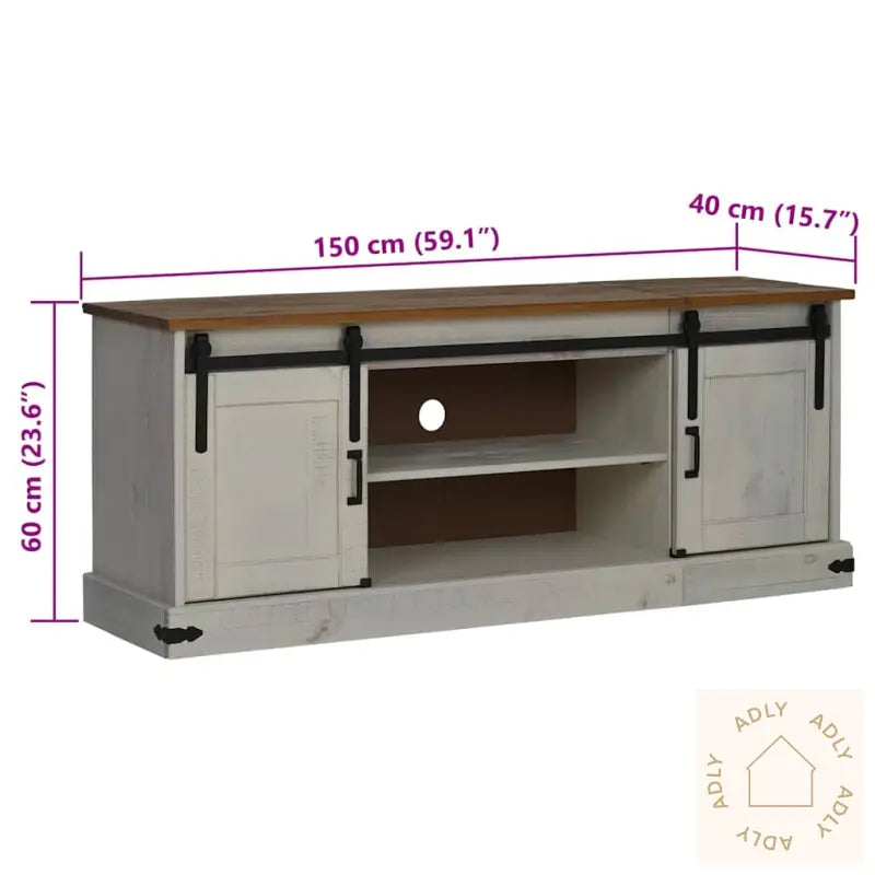 Tv-Skap Halden Med 2 Skyvedører Hvit 150X40X60 Cm Heltre