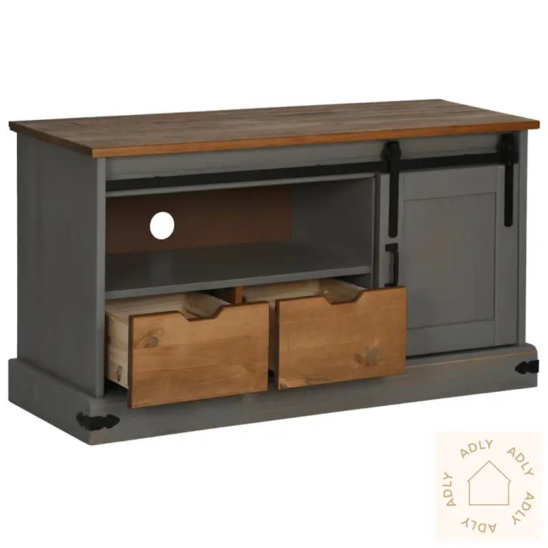 Tv-Skap Halden Med Skyvedør Grå 110X40X60 Cm Heltre