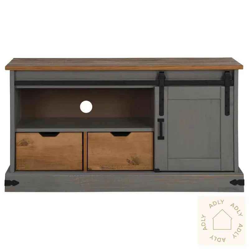 Tv-Skap Halden Med Skyvedør Grå 110X40X60 Cm Heltre