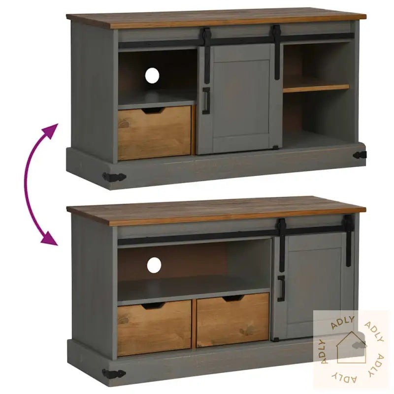 Tv-Skap Halden Med Skyvedør Grå 110X40X60 Cm Heltre