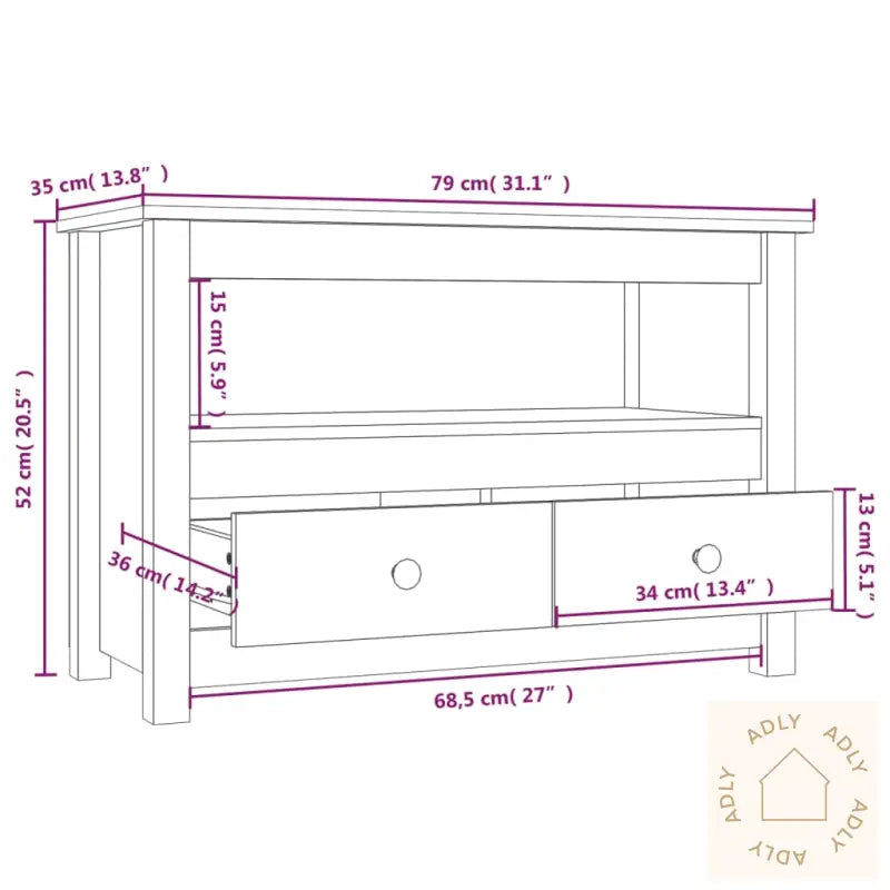 Tv-Benk Svart 79X35X52 Cm Heltre Furu