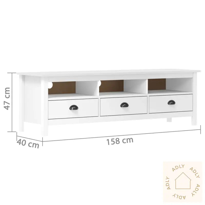 Tv-Benk Hill Hvit 158X40X47 Cm Heltre Furu