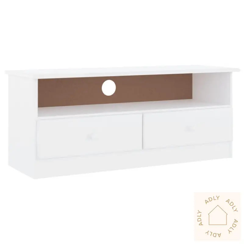 Tv-Benk Med Skuffer Alta Hvit 100X35X41 Cm Heltre Furu