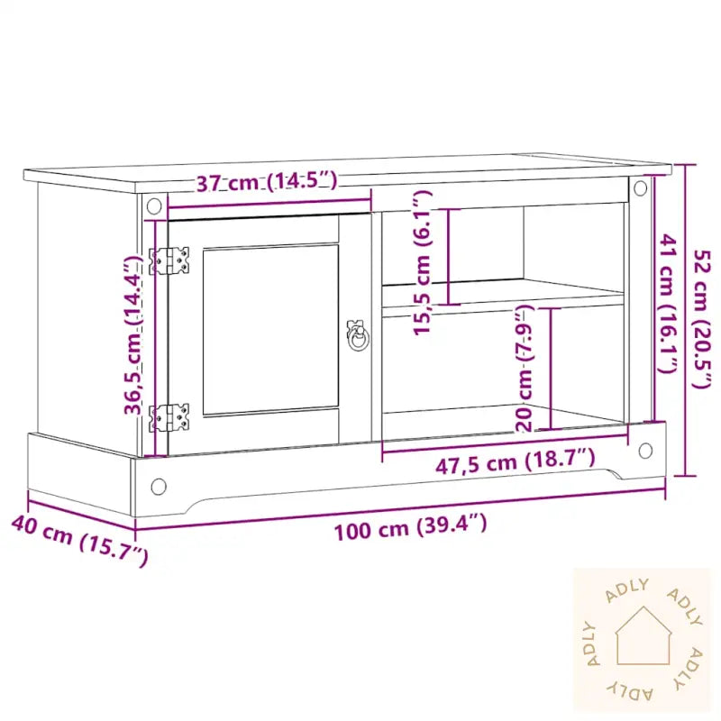 Tv-Benk Corona 100X40X52 Cm Heltre Furu
