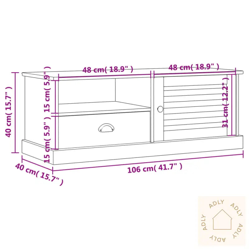 Tv-Benk Vigo 106X40X40 Cm Heltre Furu