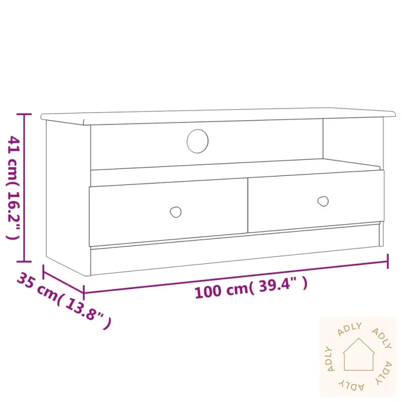 Tv-Benk Med Skuffer Alta Hvit 100X35X41 Cm Heltre Furu