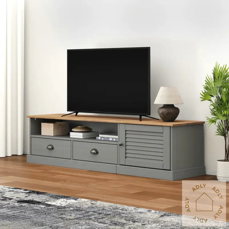 Tv-Benk Vigo Grå 156X40X40 Cm Heltre Furu