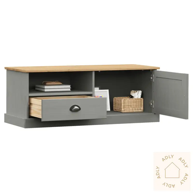 Tv-Benk Vigo Grå 106X40X40 Cm Heltre Furu