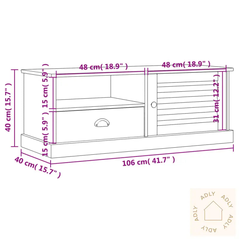 Tv-Benk Vigo Grå 106X40X40 Cm Heltre Furu
