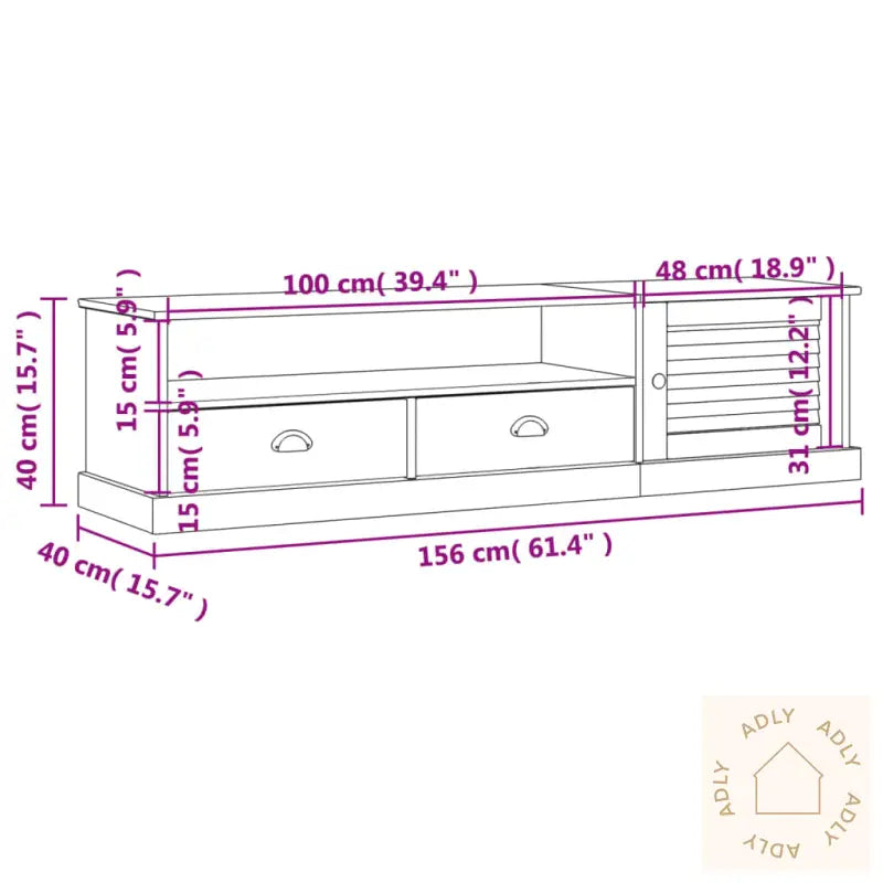 Tv-Benk Vigo Hvit 156X40X40 Cm Heltre Furu