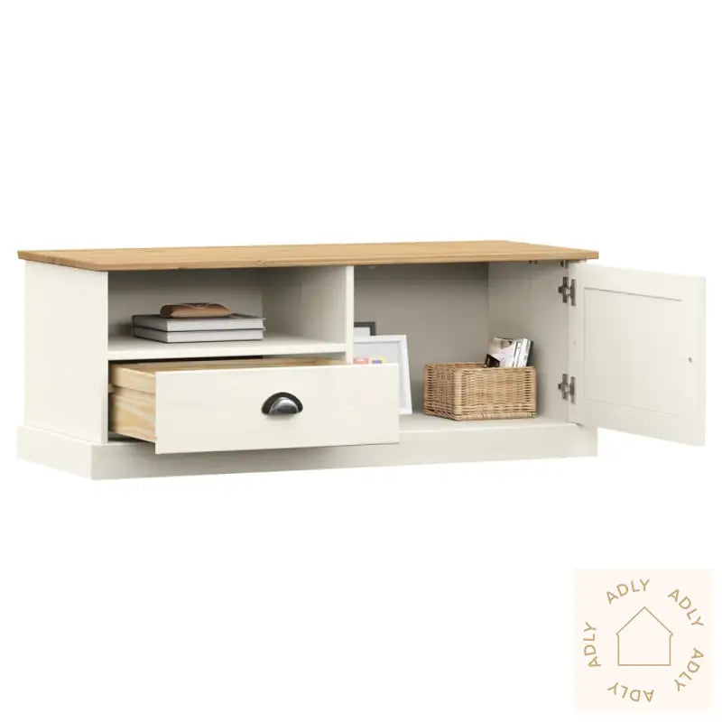Tv-Benk Vigo Hvit 106X40X40 Cm Heltre Furu