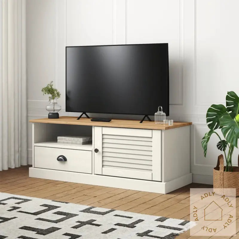 Tv-Benk Vigo Hvit 106X40X40 Cm Heltre Furu