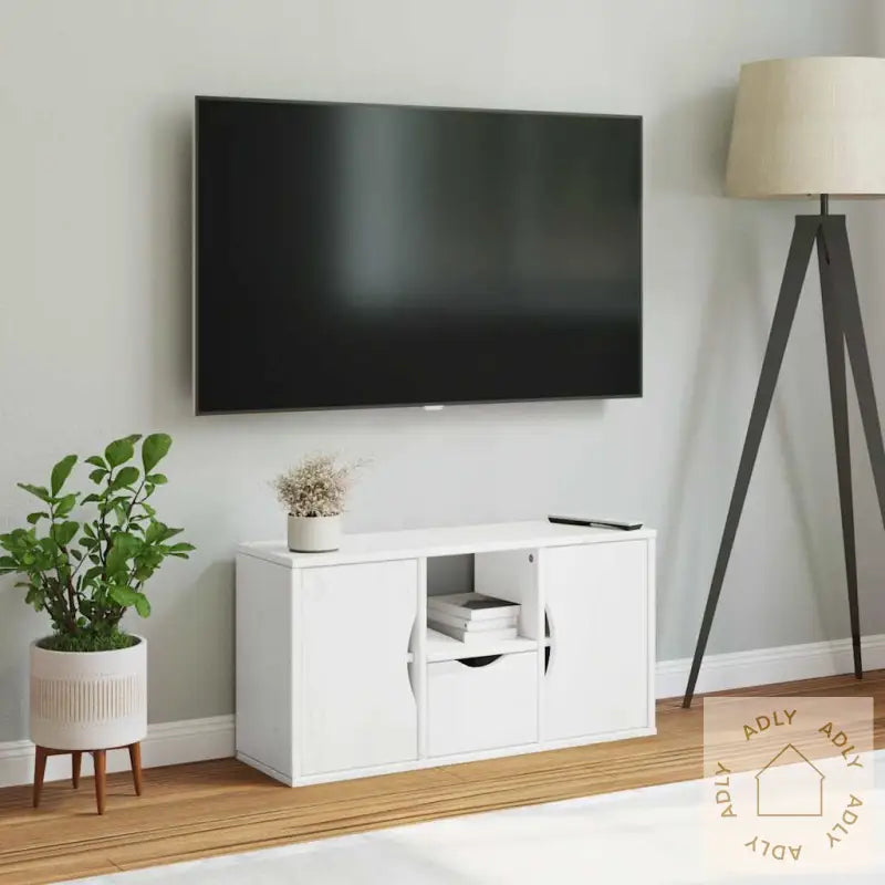 Tv-Skap Med Skuff Odda Hvit 79X24X40 Cm Heltre Furu