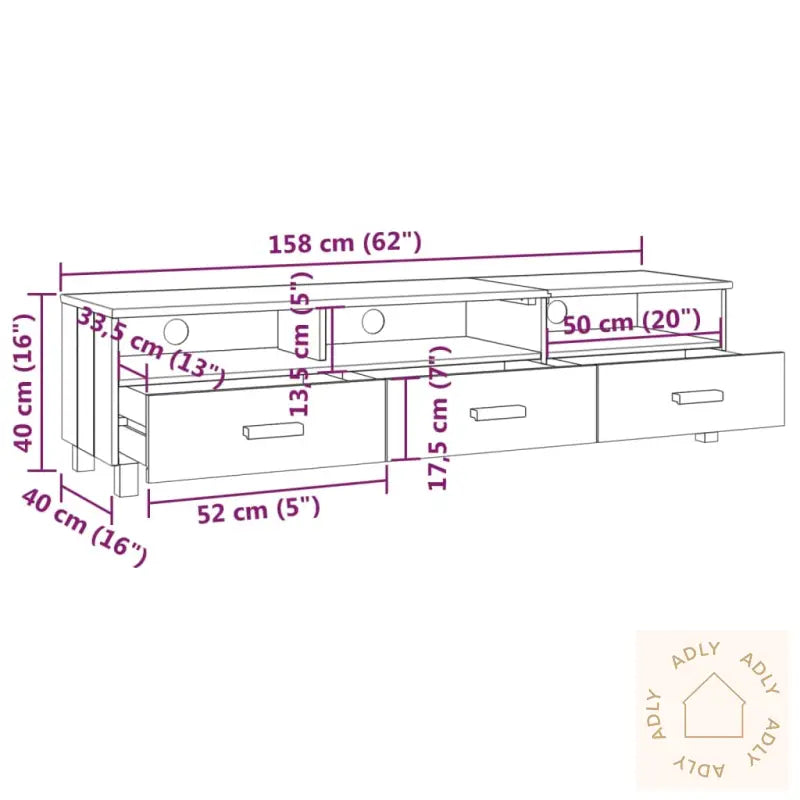 Tv-Benk Hamar Honningbrun 158X40X40 Cm Heltre Furu