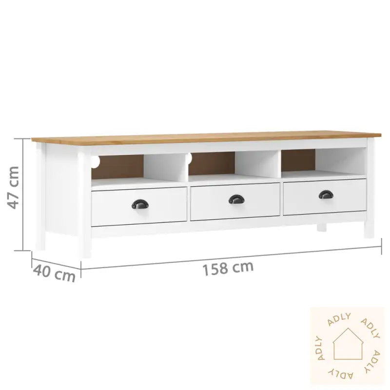 Tv-Benk Hill Hvit 158X40X47 Cm Heltre Furu
