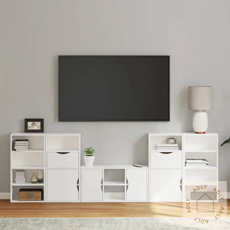 Tv-Enheter Med Oppbevaring 5-Delers Odda Hvit Heltre Furu