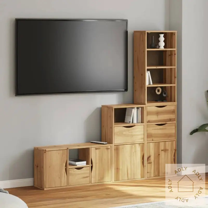 Tv-Enheter Med Oppbevaring 4-Delers Odda Heltre Furu