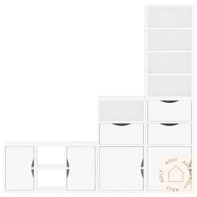 Tv-Enheter Med Oppbevaring 4-Delers Odda Hvit Heltre Furu