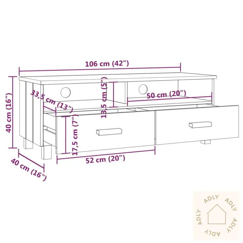 Tv-Benk Hamar Mørkegrå 106X40X40 Cm Heltre Furu
