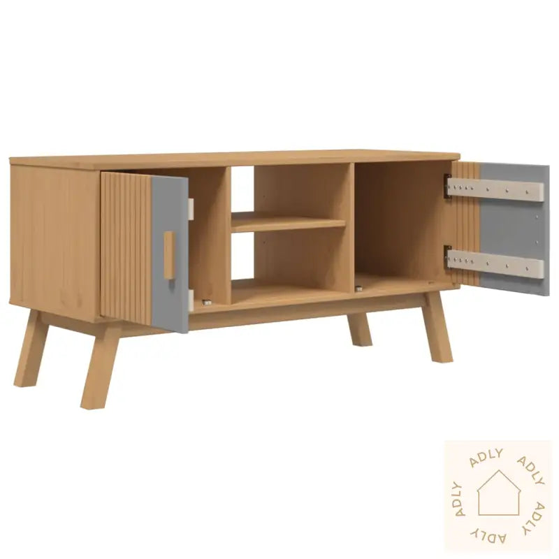 Tv-Benk Olden Grå Og Brun 114X43X57 Cm Heltre Furu