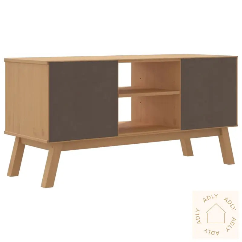 Tv-Benk Olden Grå Og Brun 114X43X57 Cm Heltre Furu