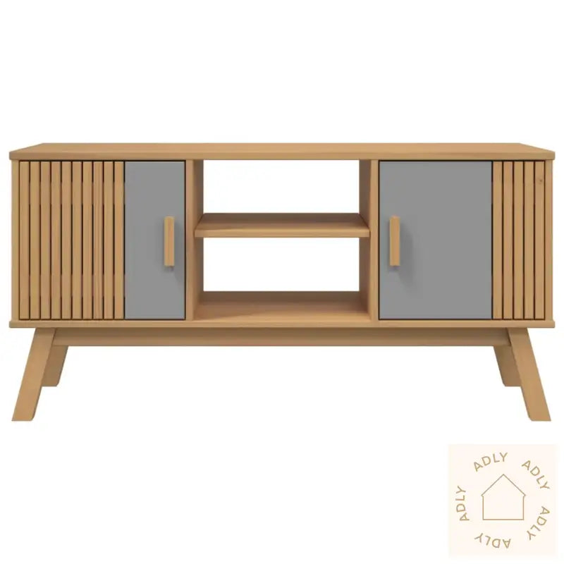 Tv-Benk Olden Grå Og Brun 114X43X57 Cm Heltre Furu
