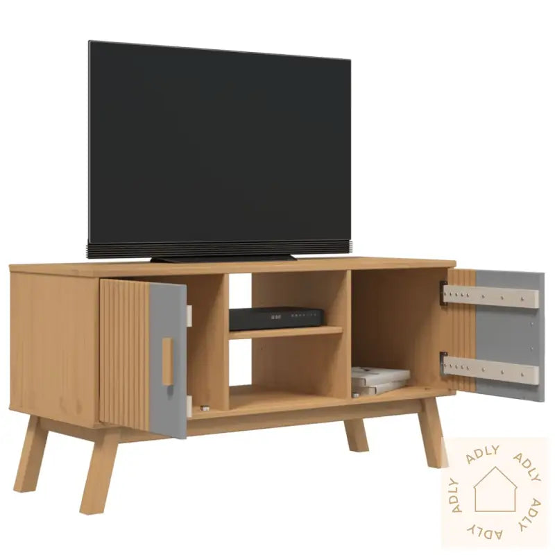 Tv-Benk Olden Grå Og Brun 114X43X57 Cm Heltre Furu