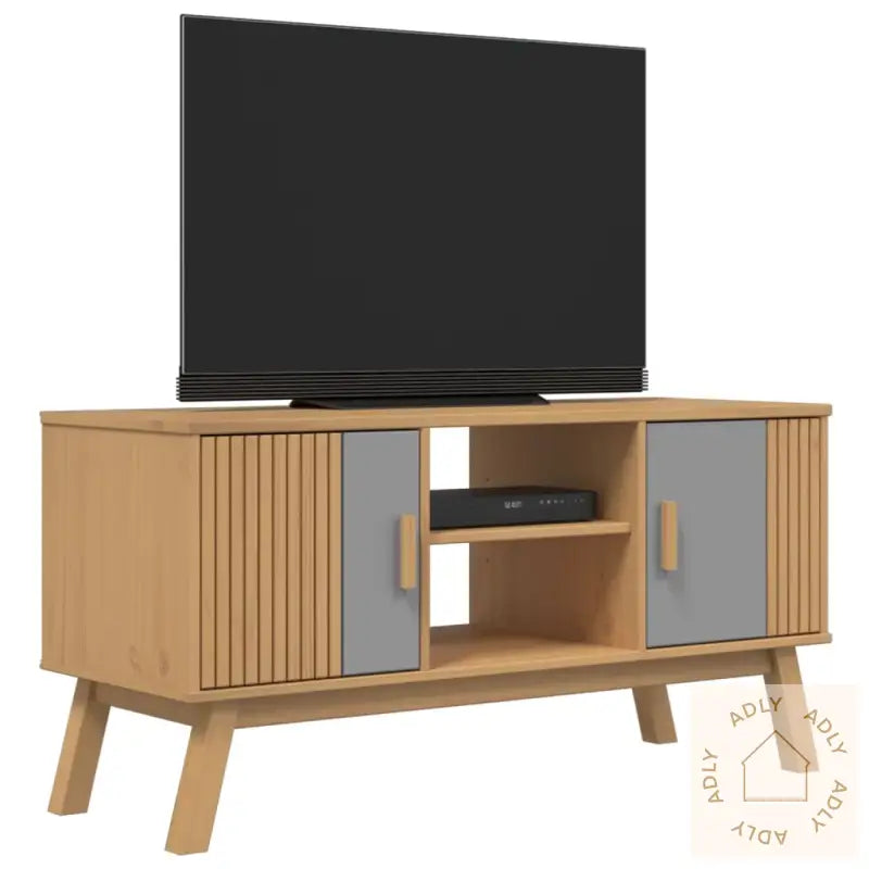 Tv-Benk Olden Grå Og Brun 114X43X57 Cm Heltre Furu
