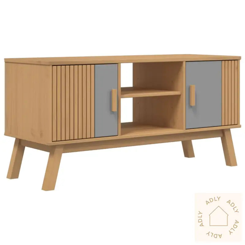 Tv-Benk Olden Grå Og Brun 114X43X57 Cm Heltre Furu