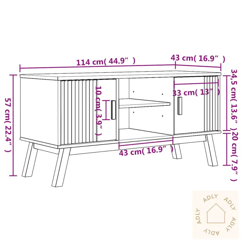 Tv-Benk Olden Brun 114X43X57 Cm Heltre Furu