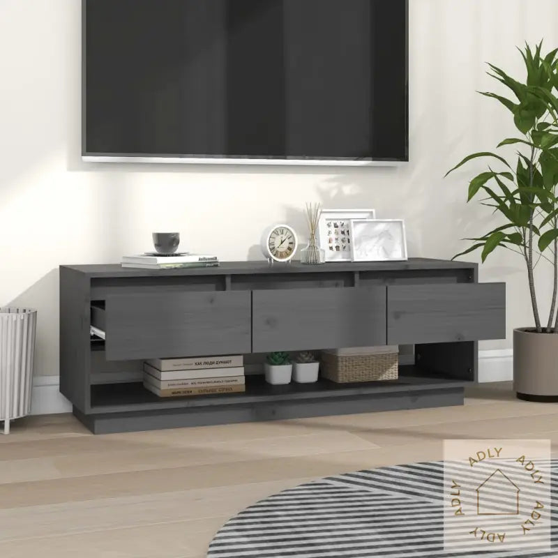 Tv-Benk Grå 110,5X34X40 Cm Heltre Furu