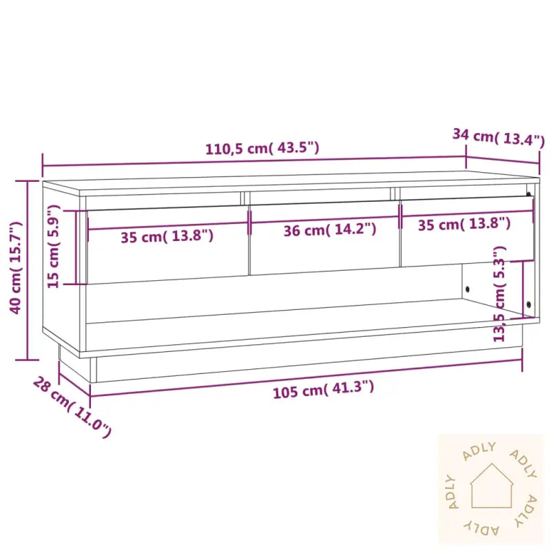 Tv-Benk 110,5X34X40 Cm Heltre Furu