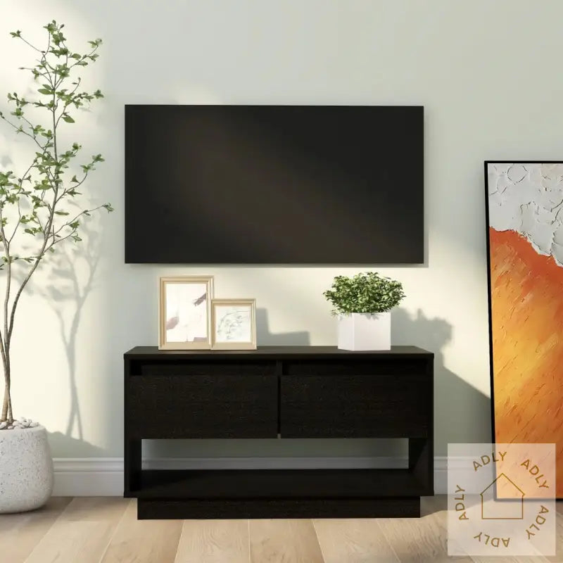 Tv-Benk Svart 74X34X40 Cm Heltre Furu