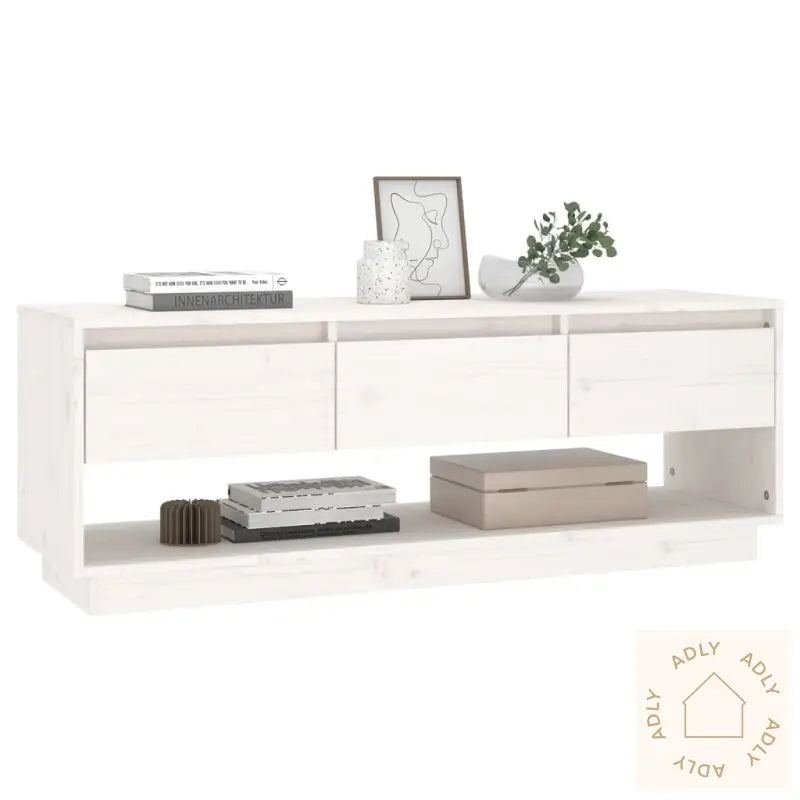 Tv-Benk Hvit 110,5X34X40 Cm Heltre Furu