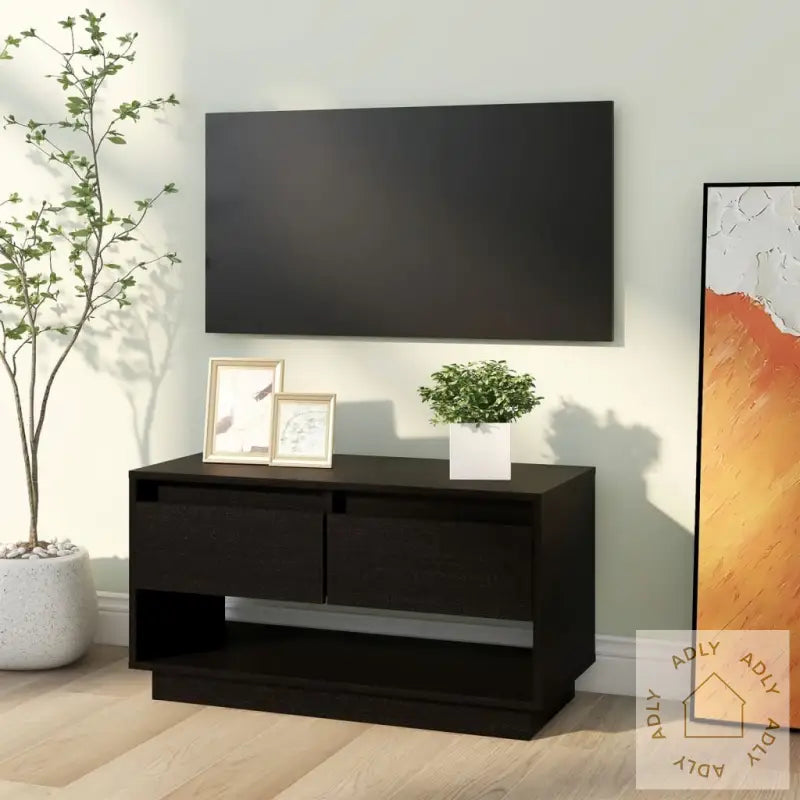Tv-Benk Svart 74X34X40 Cm Heltre Furu