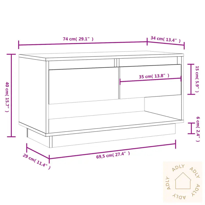 Tv-Benk Honningbrun 74X34X40 Cm Heltre Furu