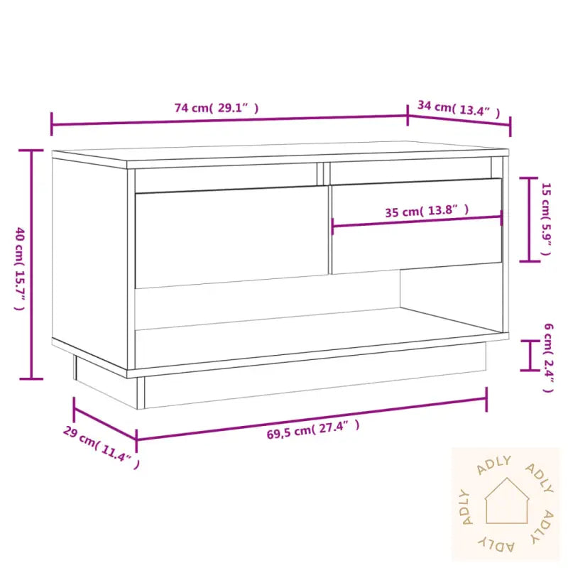 Tv-Benk Svart 74X34X40 Cm Heltre Furu