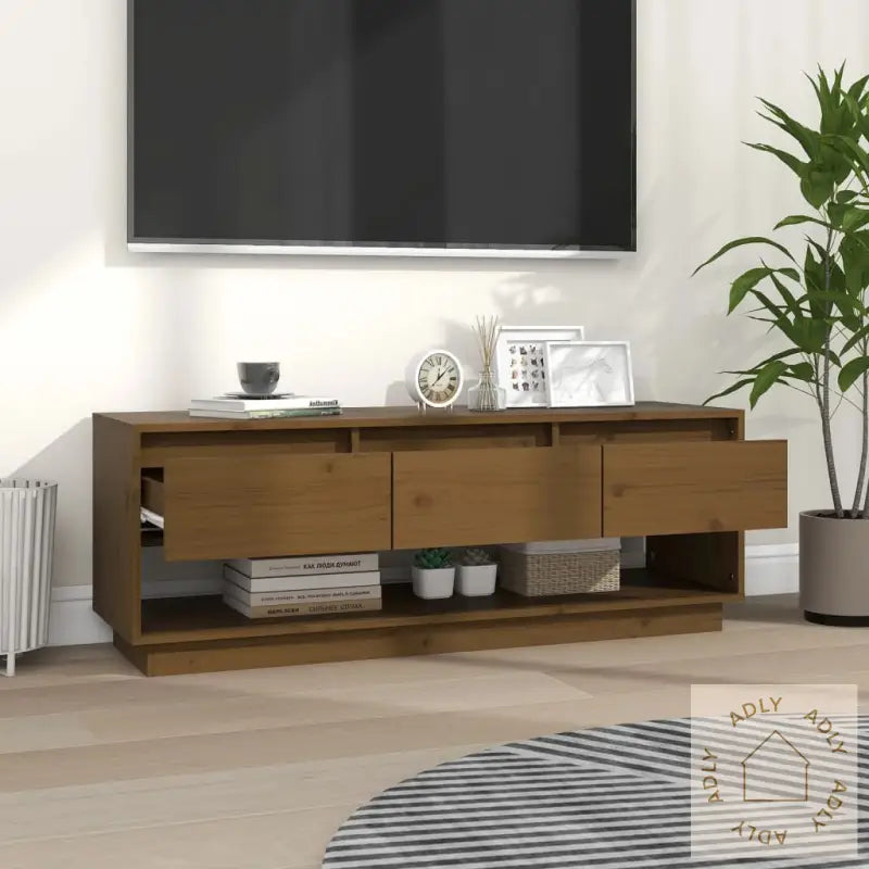 Tv-Benk Honningbrun 110,5X34X40 Cm Heltre Furu