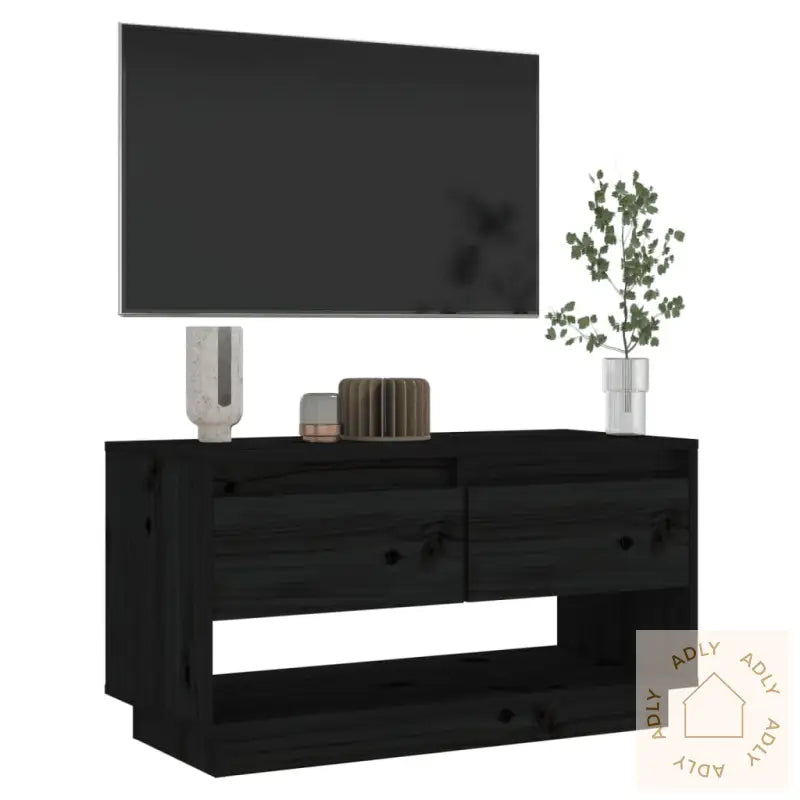 Tv-Benk Svart 74X34X40 Cm Heltre Furu